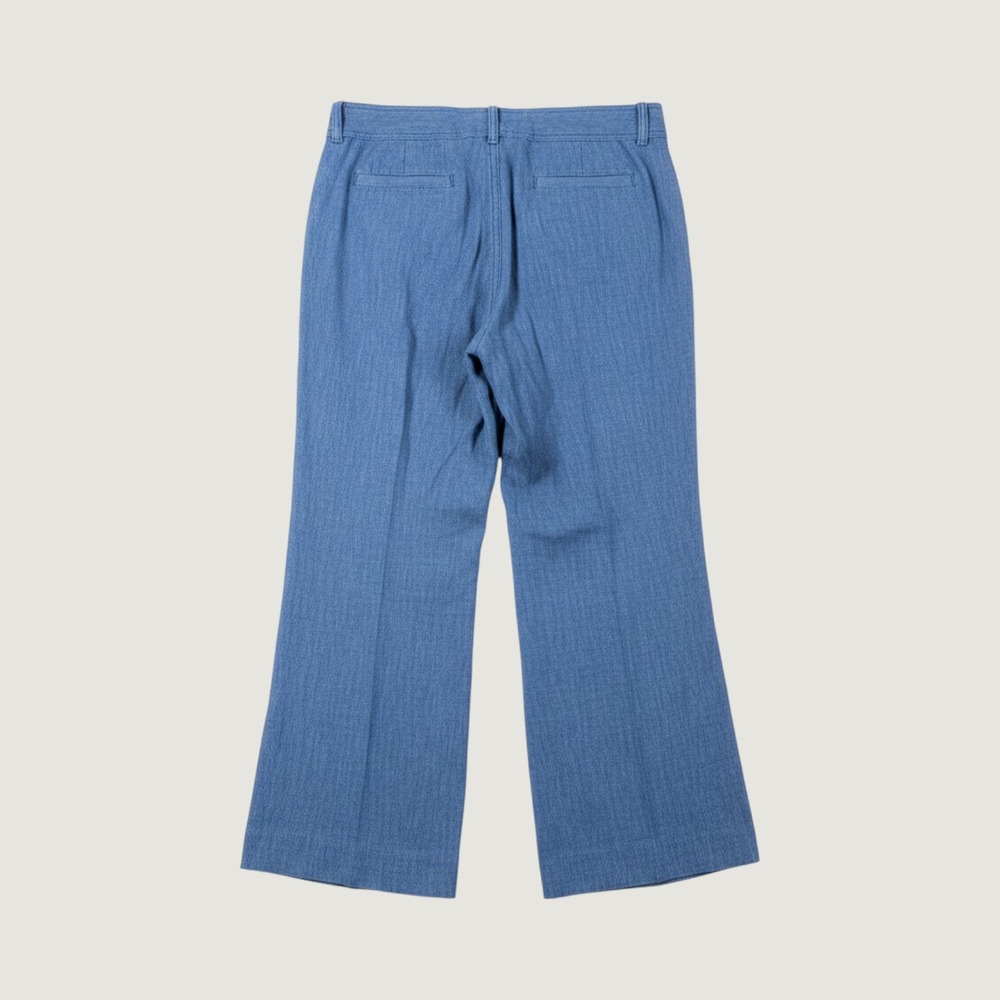 Anthropologie Elevenses Wide Leg Pants Womens 4 Blue Linen Blend Cropped 2062 View 3